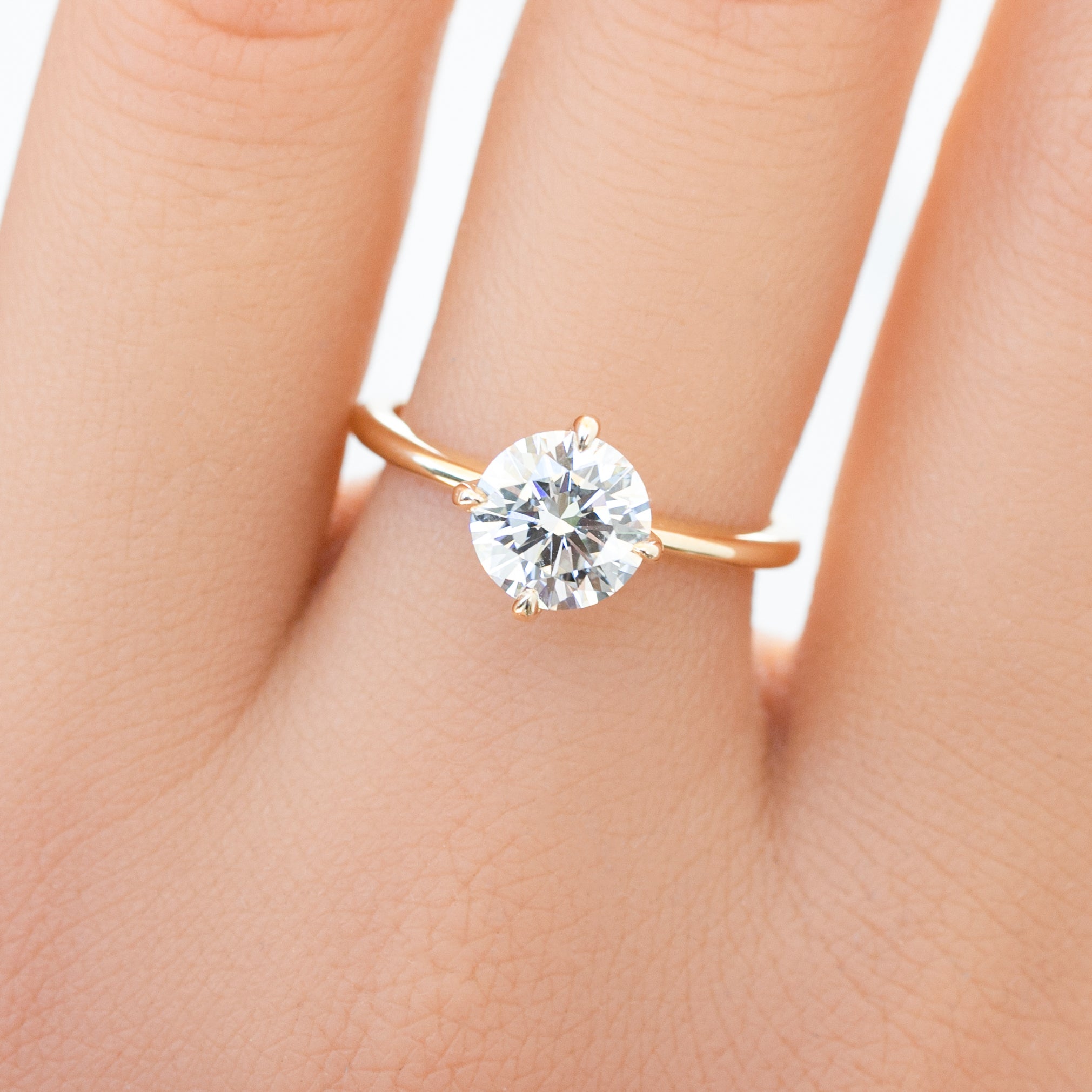 Alice Ring, IGI Certified 1.34ct Round Lab Diamond, 14k Yellow Gold (One of a kind)