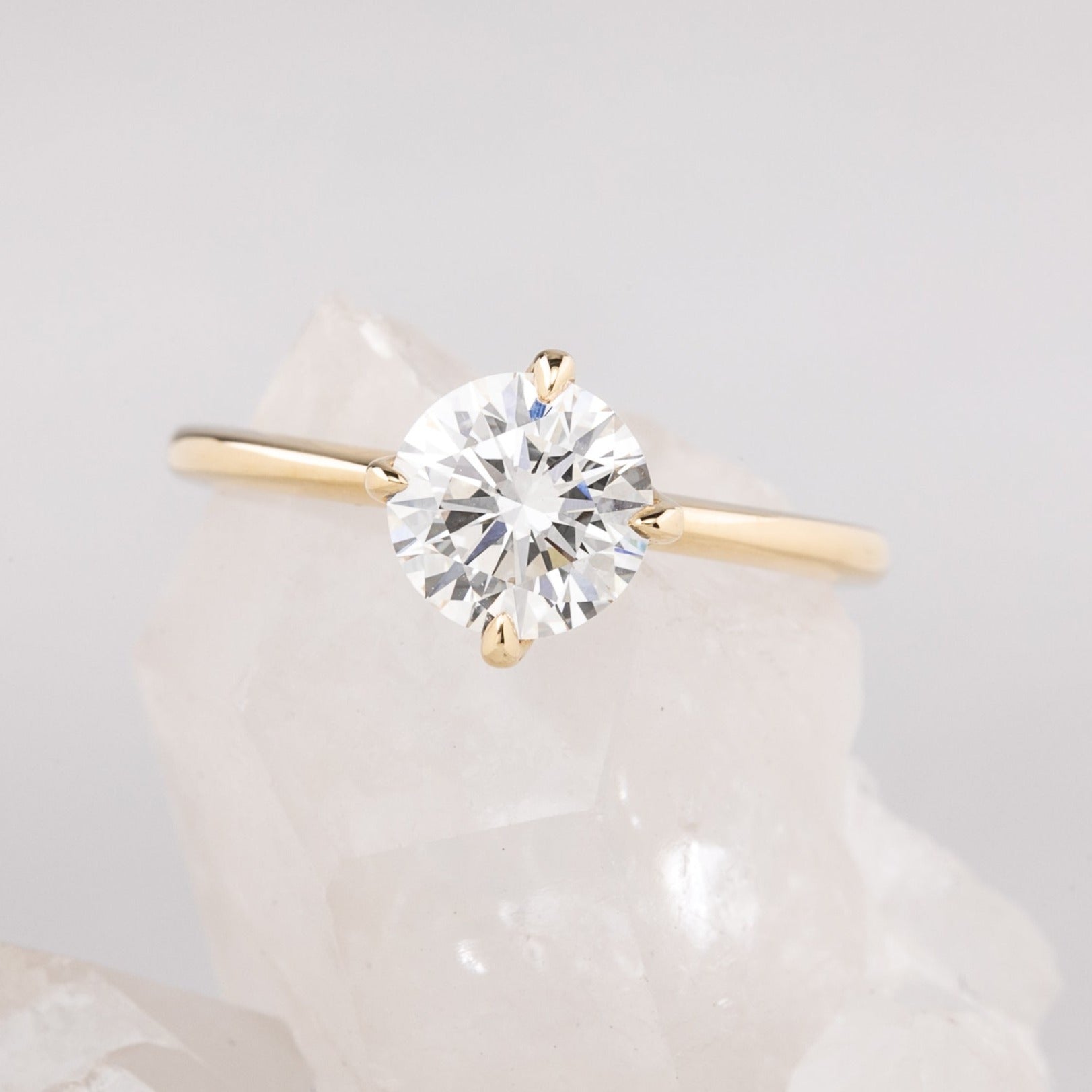 Alice Ring, IGI Certified 1.34ct Round Lab Diamond, 14k Yellow Gold (One of a kind)