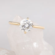 Alice Ring, IGI Certified 1.34ct Round Lab Diamond, 14k Yellow Gold (One of a kind)