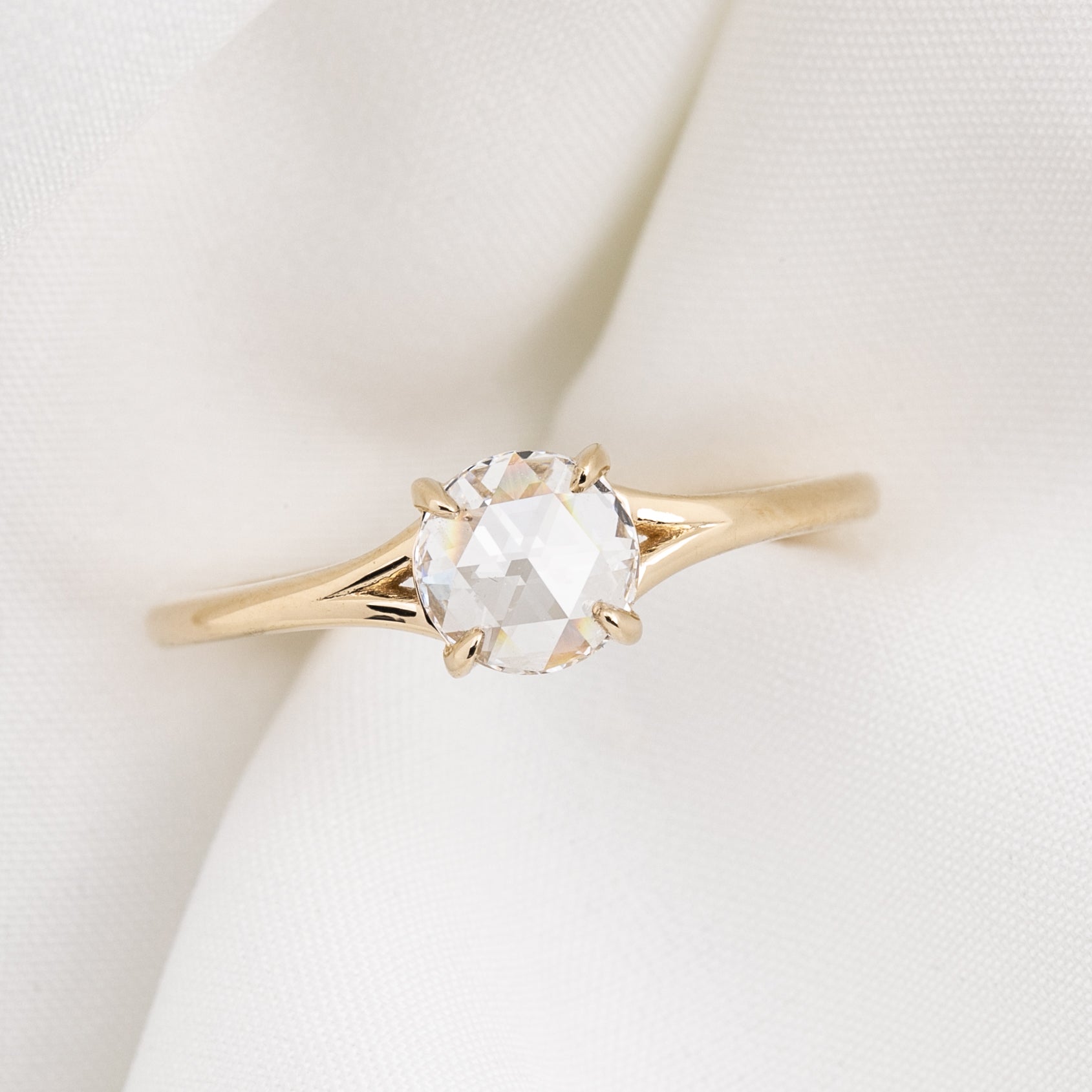 Kylie Ring, 0.50ct Round Rose Cut Diamond, 14k Yellow Gold (One of a kind)