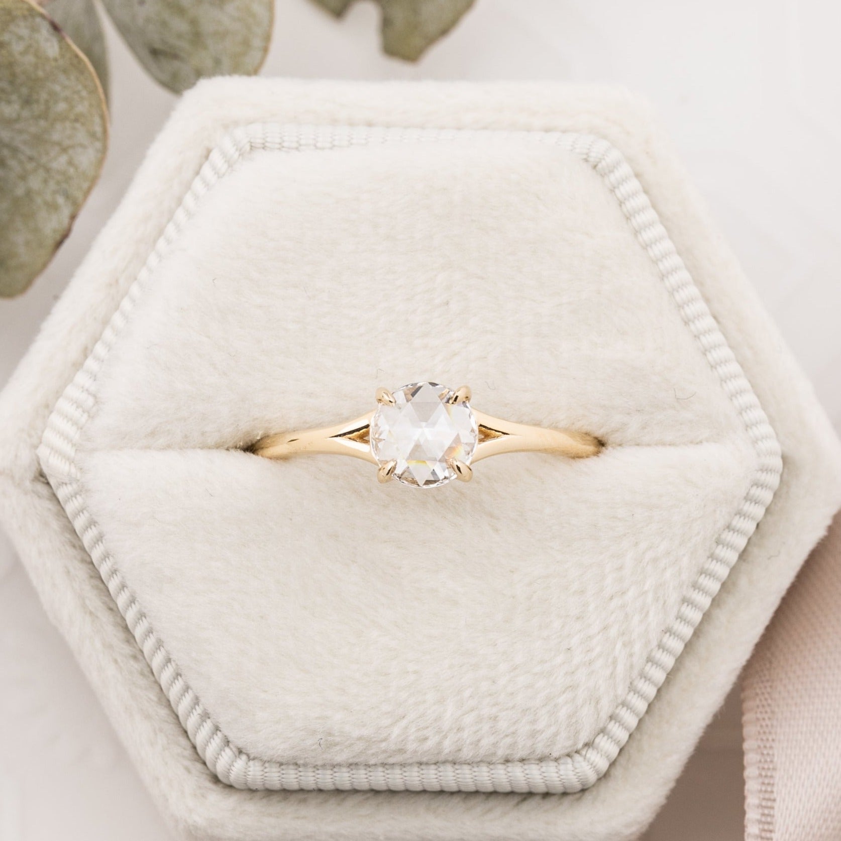 Kylie Ring, 0.50ct Round Rose Cut Diamond, 14k Yellow Gold (One of a kind)