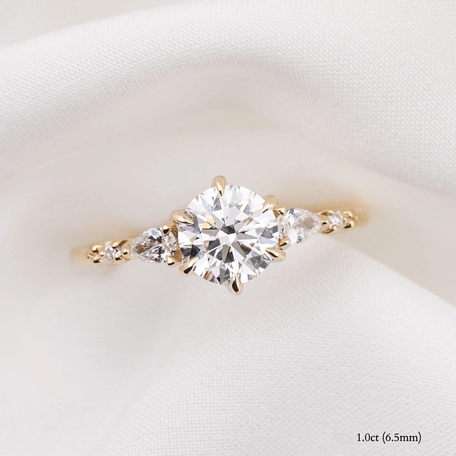 Estel Fleur Petal Ring, Round Brilliant Cut Diamond