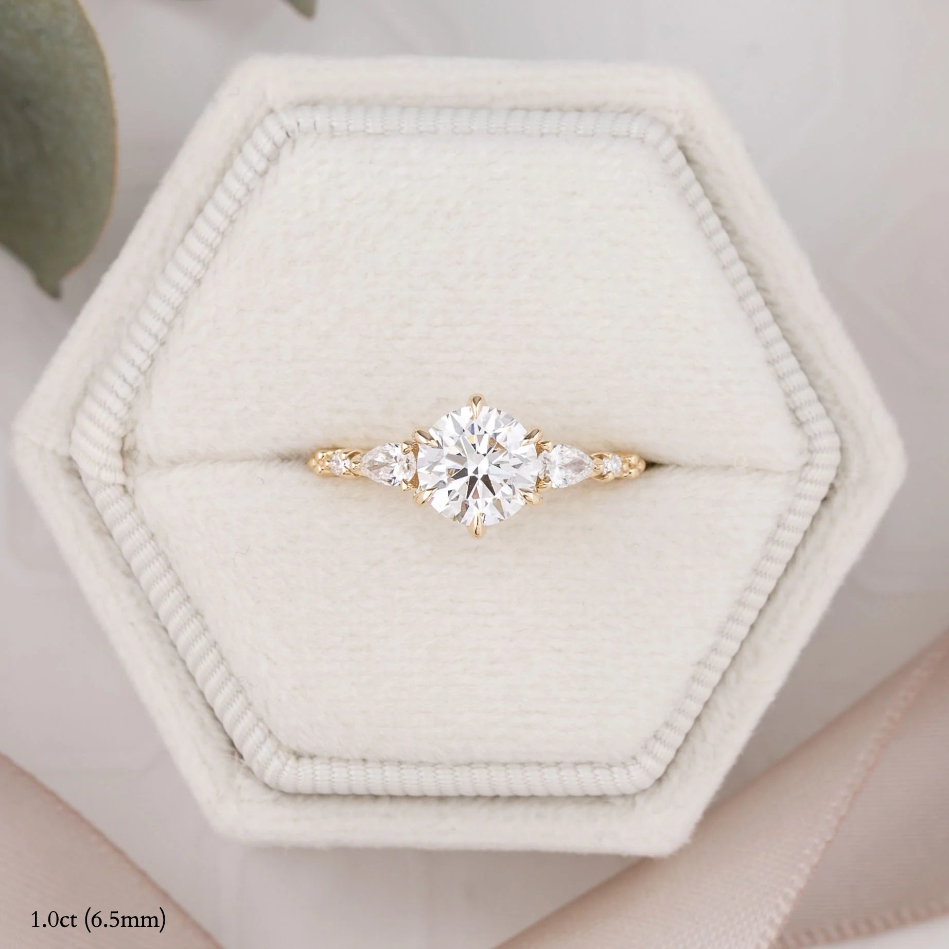Estel Fleur Petal Ring, Round Brilliant Cut Diamond