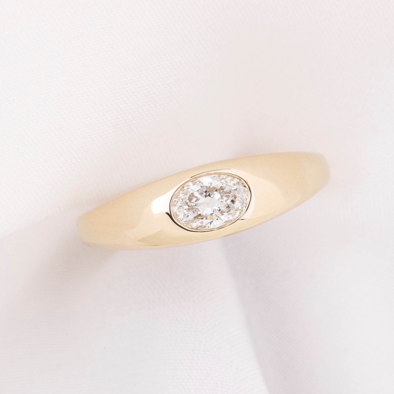 Dome Ring, 0.40ct Oval Brilliant Cut Diamond, 14k Yellow Gold (One of a kind)