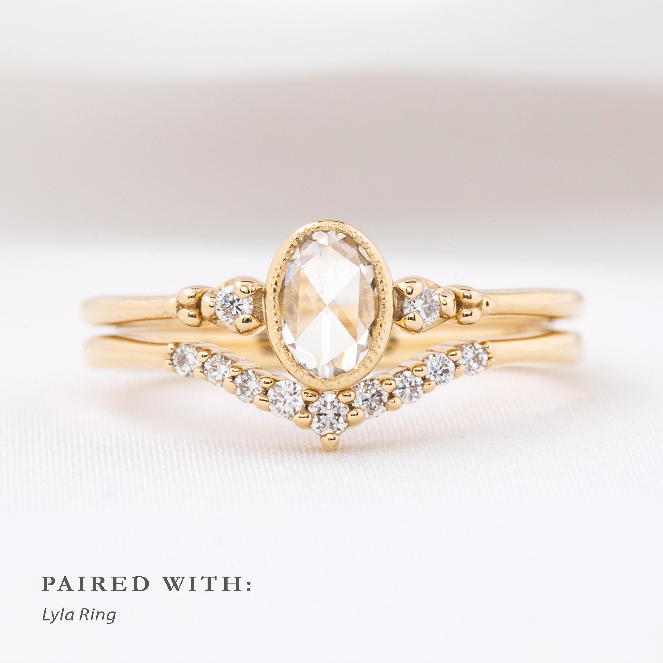 Estel Bezel Ring, Oval Rose Cut Diamond