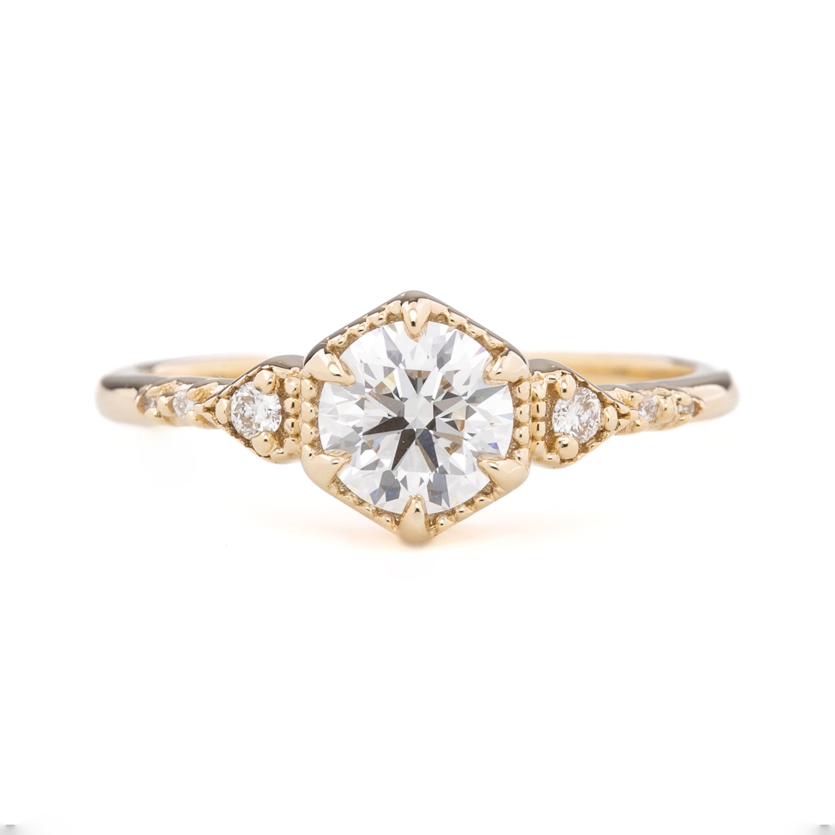 Agatha Ring, IGI Certified 0.8ct Lab Diamond, 14k Yellow Gold (One of a kind)