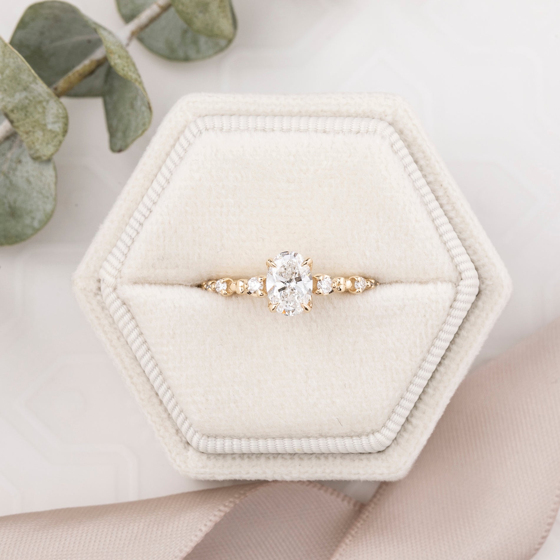 1ct 8.5mm oval brilliant cut diamond wisteria ring
