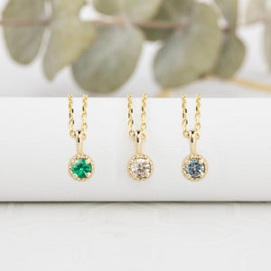 Dahlia Necklace, 3.0mm Birthstone (Charm option)