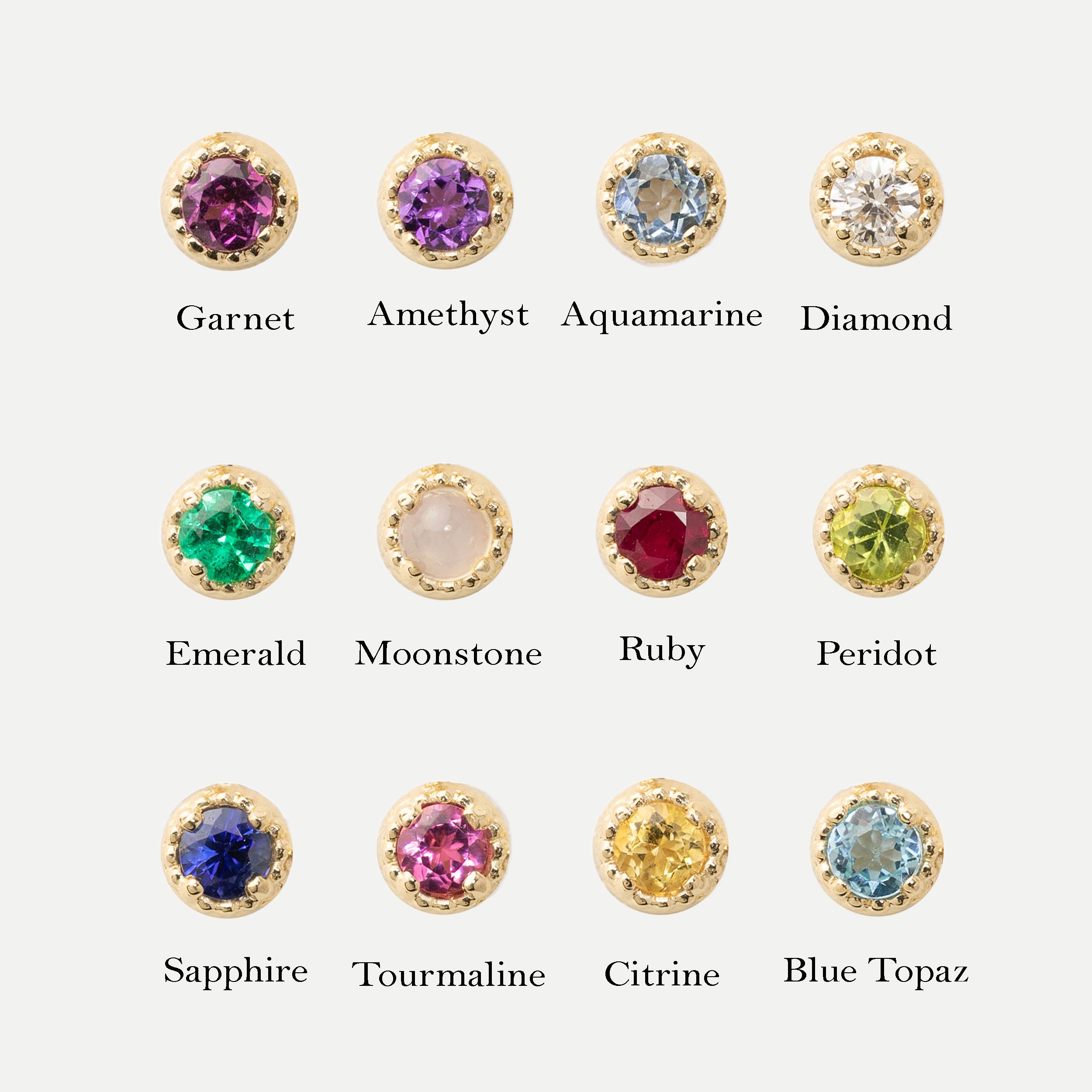 Dahlia 3mm Birthstone Stud Earrings