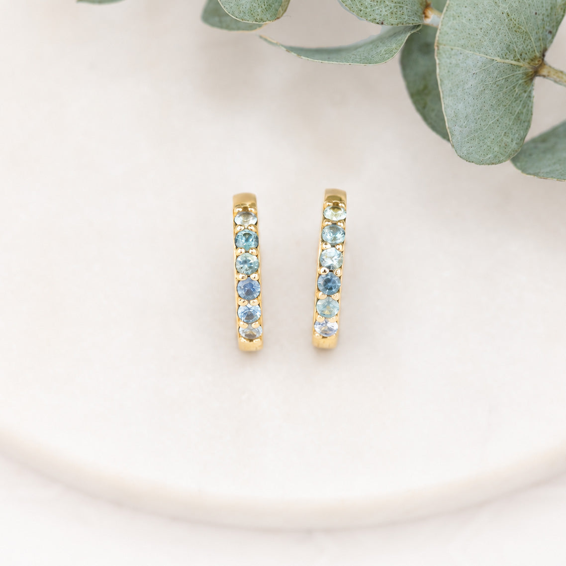 Montana Sapphire Huggie Earrings, 15mm