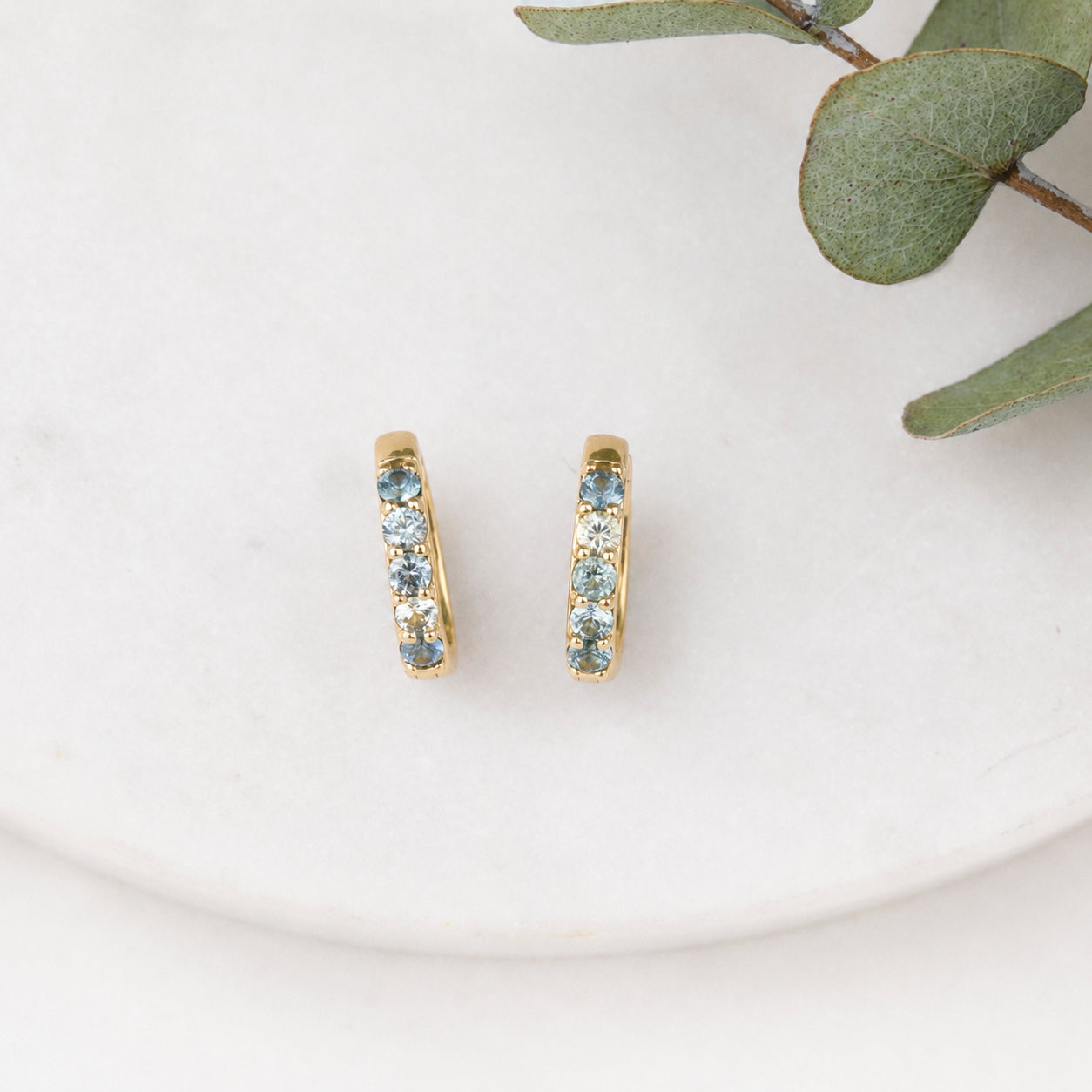 Montana Sapphire Huggie Earrings, 12.5mm