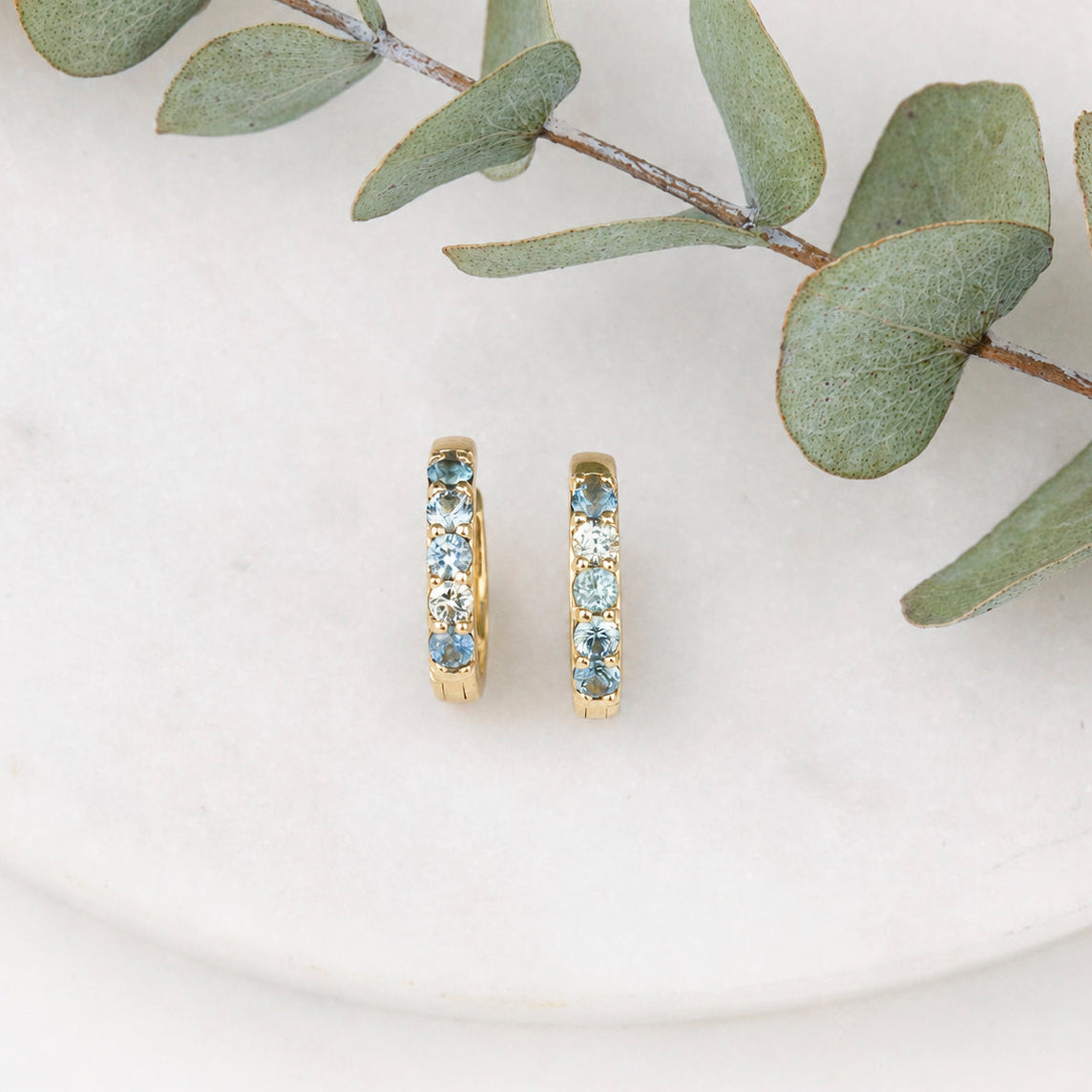 Montana Sapphire Huggie Earrings, 12.5mm