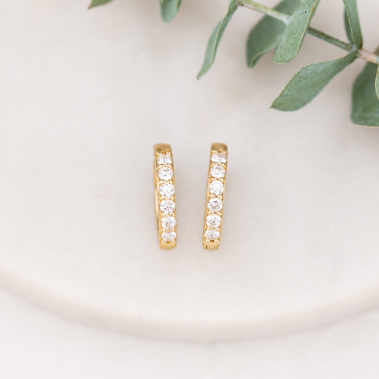 Diamond Huggie Earrings, 15mm