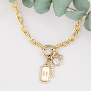14K Gold 4.5mm Cable Charm Necklace with Hinged Circle Bail
