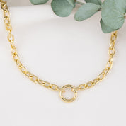 14K Gold 4.5mm Cable Charm Necklace with Hinged Circle Bail