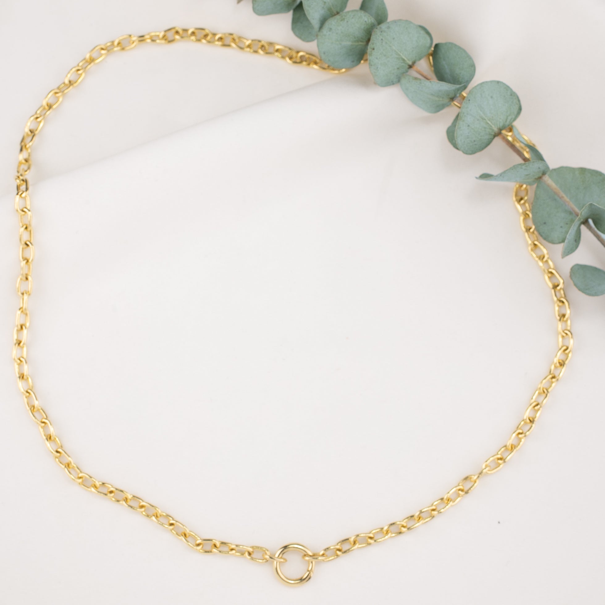 14K Gold 4.5mm Cable Charm Necklace with Hinged Circle Bail