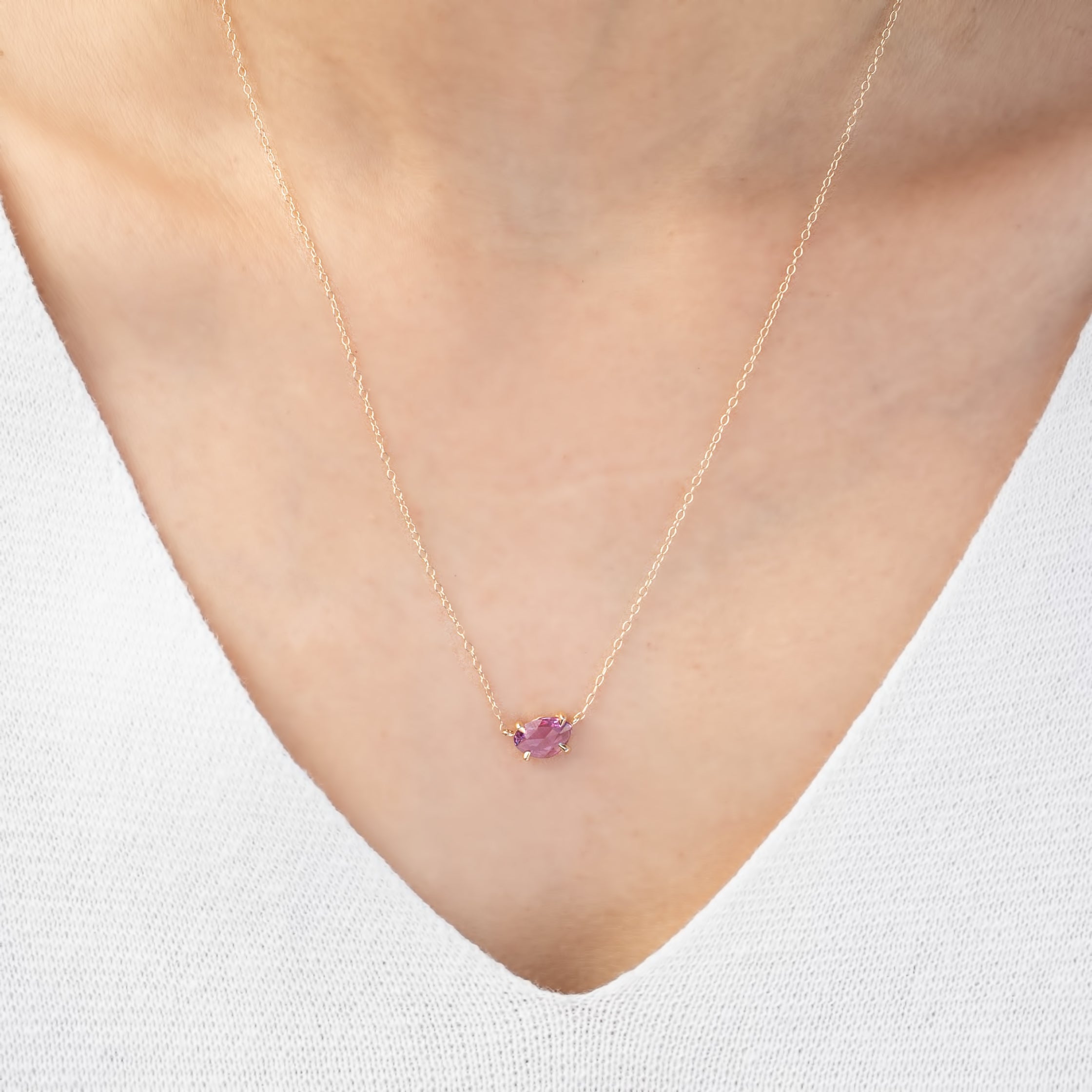 Lisa Unheated Pink Purple Sapphire Necklace