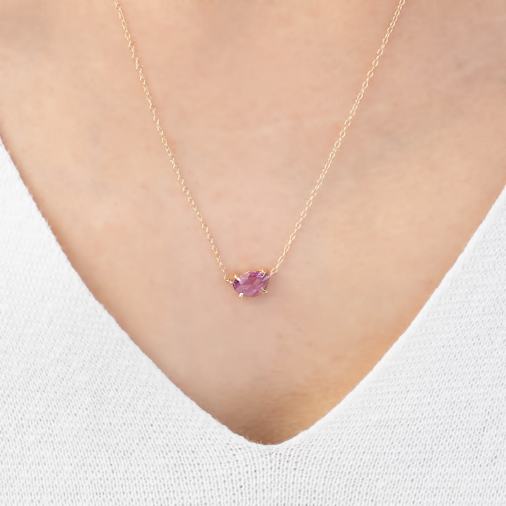 Lisa Unheated Pink Purple Sapphire Necklace