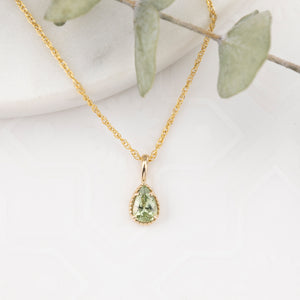 Dahlia Necklace, Pear-Cut Sapphire (Charm Option)