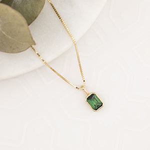 Patia Necklace, Emerald-Cut Queensland Sapphire (Charm Option)