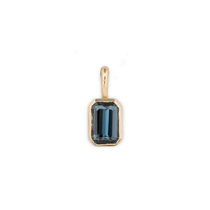 Patia Necklace, Emerald-Cut Montana Sapphire (Charm Option)