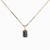 Patia Necklace, Emerald-Cut Montana Sapphire (Charm Option)