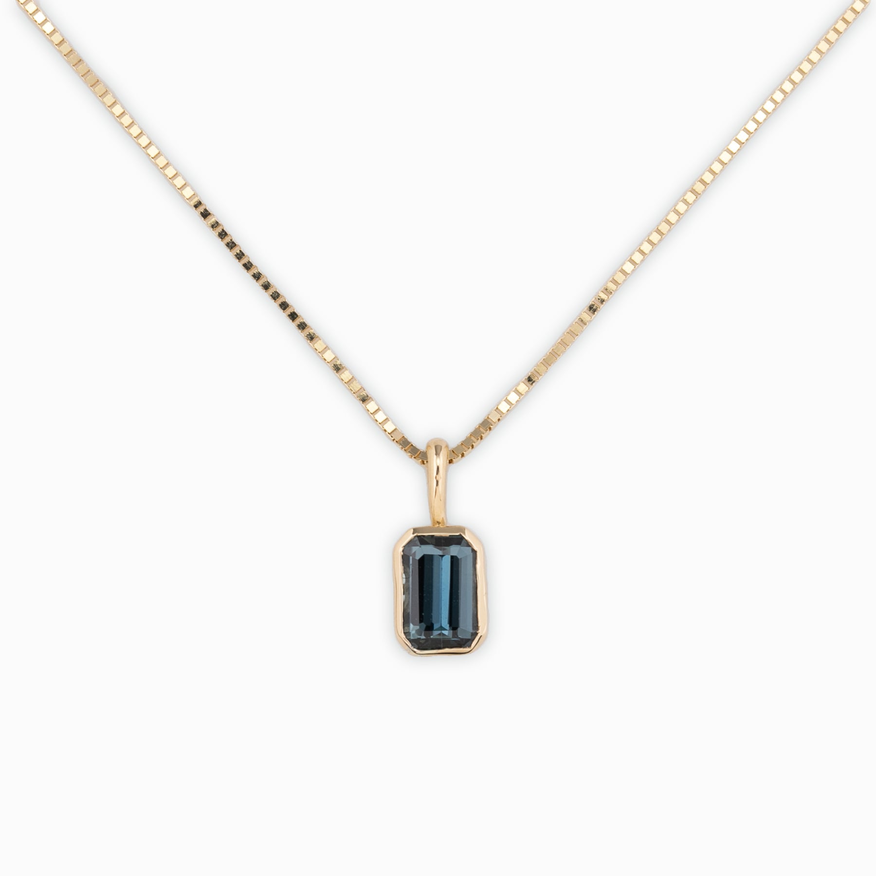 Patia Necklace, Emerald-Cut Montana Sapphire (Charm Option)