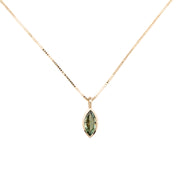 Patia Bezel Necklace Green Marquise Sapphire, 14k Yellow Gold, One of a kind