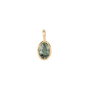 Green Madagascar Sapphire Bezel Set Charm Necklace (One of a kind)