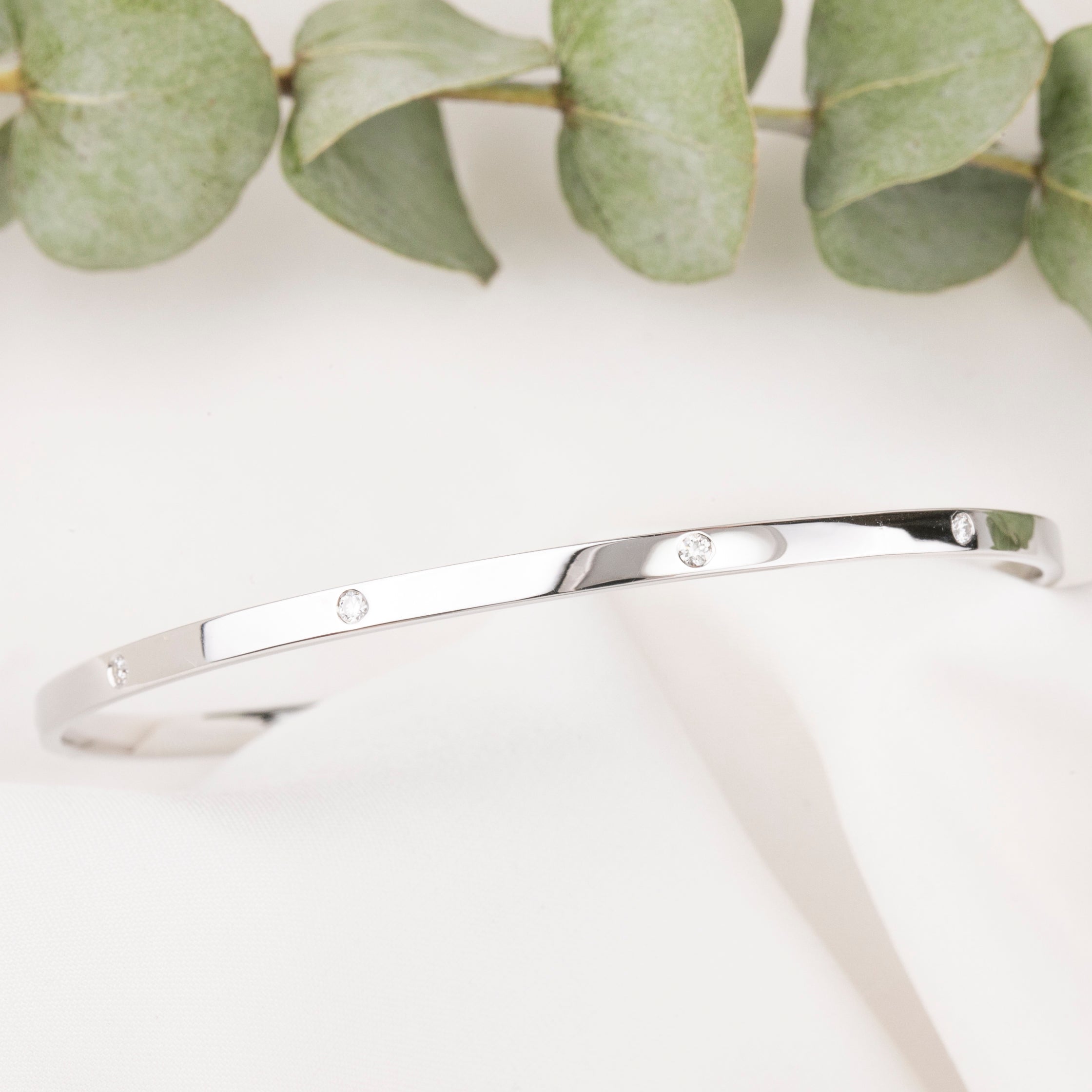 3mm Gold Diamond Bangle Bracelet