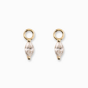 Hoop Earring Charms, Marquise-Cut Diamond, 14K Gold  | Pair