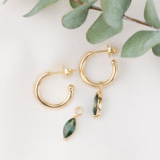 Marquise Green Sapphire Hoop Earrings