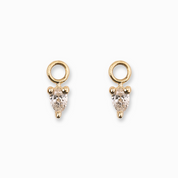 Hoop Earring Charms, Pear-Cut Diamond, 14K Gold  | Pair