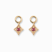 Hoop Earring Charms, Star Birthstone, 14K Gold | Pair