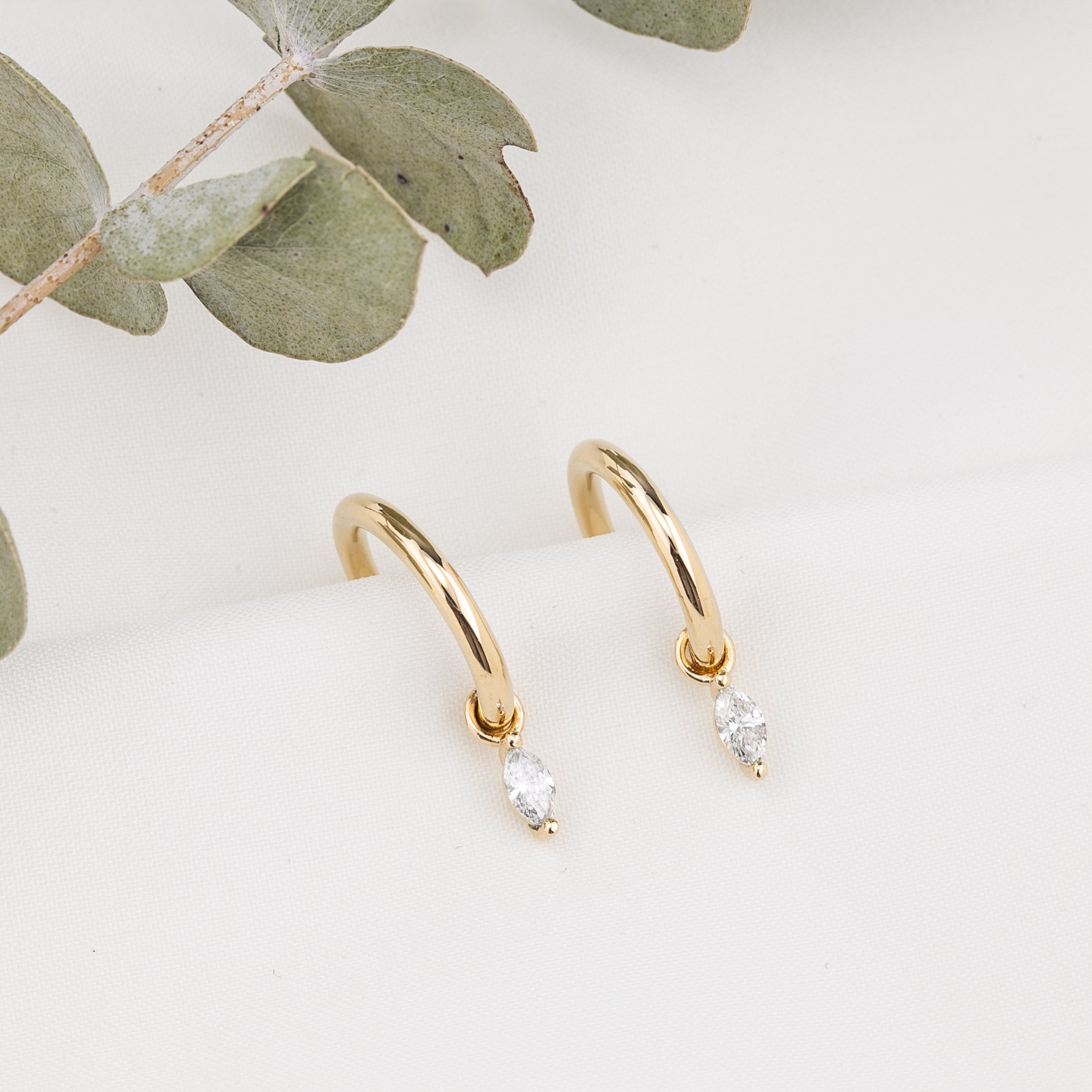 Marquise Diamond Hoop Earrings