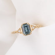 Agatha Ring 1.07ct Blue Green Montana Sapphire, 14k Yellow Gold (One of a kind)