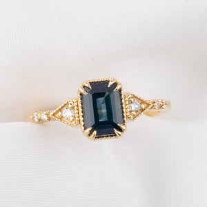 【一点物】アガサリング ・1.06ct・加熱モンタナ産ティールブルーサファイア・K14YG