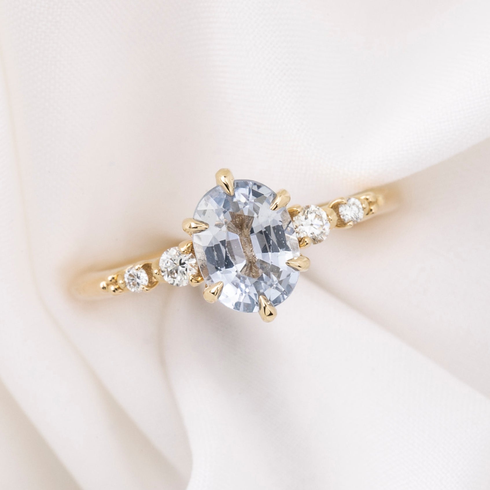 Estel Fleur Ring, 1.62ct Unheated Sapphire, oval shape gemstone