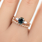 Olivia Ring 1.2ct Deep Teal Blue Queensland Sapphire, 14K Rose Gold (One of a kind)