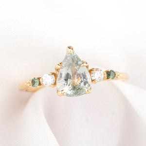 Estel Fleur Ring, 1.5ct Green Madagascar Sapphire