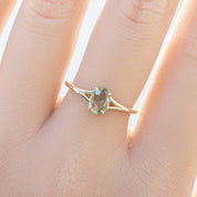 Kylie Ring 0.6ct Green Madagascar Sapphire, 14k Yellow Gold (One of a kind)