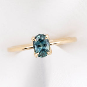 Sara Ring, 0.85ct Montana Sapphire, oval shape gemstone