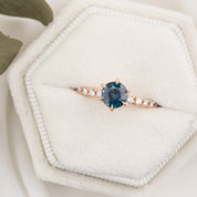 Maria Luxe Ring, 1.01ct Deep Teal Blue Montana Sapphire