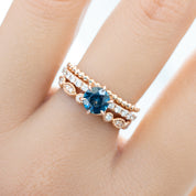 Maria Luxe Ring, 1.01ct Deep Teal Blue Montana Sapphire