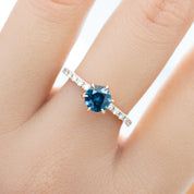 Maria Luxe Ring, 1.01ct Deep Teal Blue Montana Sapphire