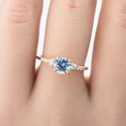 Estel Fleur Four Prongs Ring 1.07ct Parti Blue Green Montana Sapphire, 14K Yellow Gold (One of a kind)