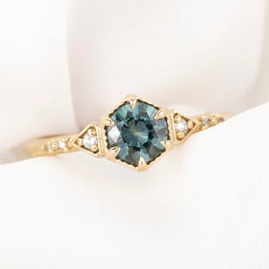 Agatha Ring, 0.70ct Blue Green Montana Sapphire