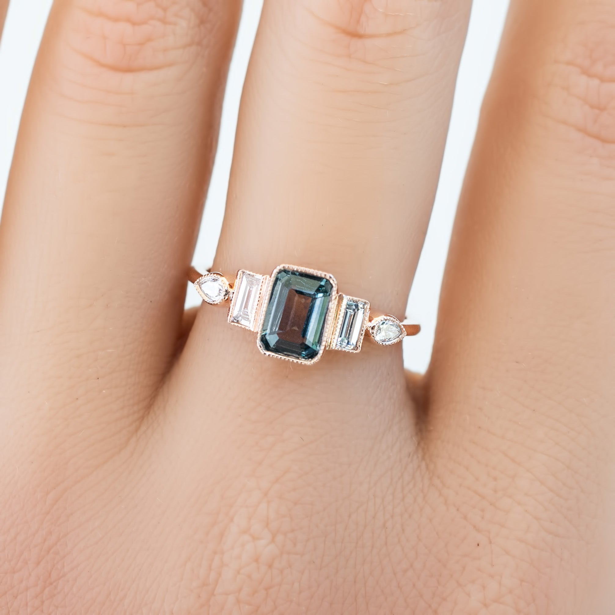 Edith Ring 0.96ct Light Blue Montana Sapphire, 14K Rose Gold (One of a kind)