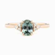 Teresa Ring 0.86ct Blue Green Madagascar Sapphire, 14K Rose Gold (One of a kind)