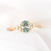 Teresa Ring, 0.91ct Light Blue Green Montana Sapphire